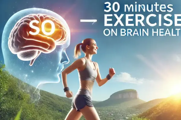 30 minutos de exercício diário para o cérebro: pessoa correndo ao ar livre, simbolizando os benefícios para a saúde mental e cognitiva.